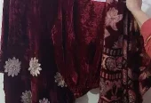 Mehroon velvet dress with Palachi dupatta