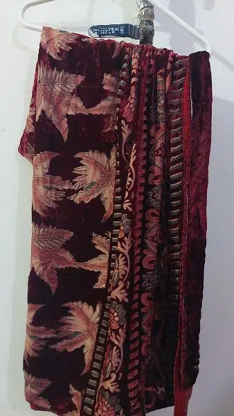 Mehroon velvet dress with Palachi dupatta
