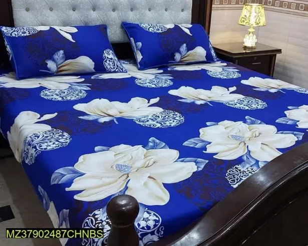 3PC crystal cotton printed bedsheet