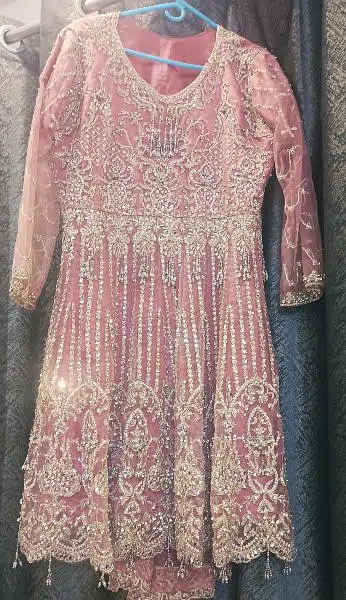 Party Wear, elegant dress in peach pink