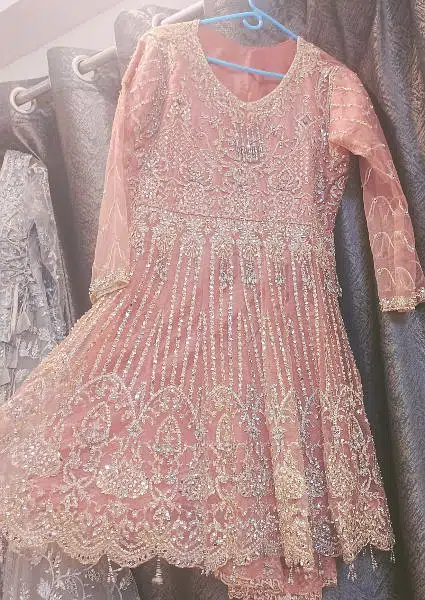 Party Wear, elegant dress in peach pink