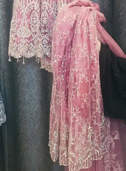 Party Wear, elegant dress in peach pink