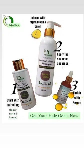 Organaa Beauty Hair Growth and Anti Hairfall Oil, Serum and Shampoo