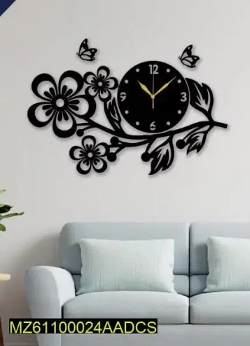 beautiful flower design wall clock