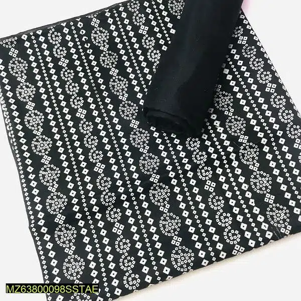 2 Pcs woman unstitched linen chunri printed suit