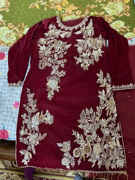 velvet fancy suit jewellery work