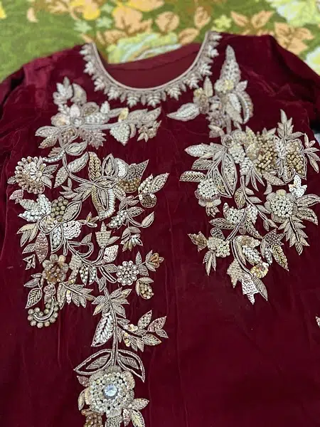 velvet fancy suit jewellery work