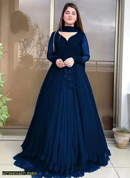 3 pcs stitched women’s chiffon plain suit