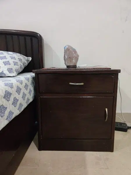 King Size Solid Wood Bed with Side Tables & Mattress