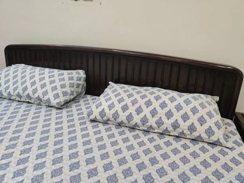 King Size Solid Wood Bed with Side Tables & Mattress