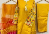3 pcs woman’s stitched katan silk suit