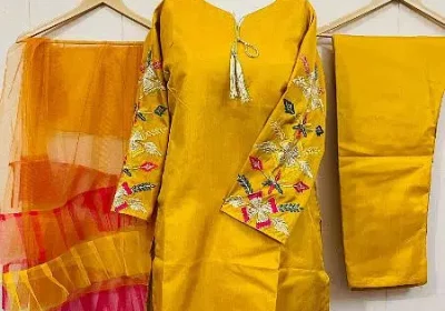 3 pcs woman’s stitched katan silk suit