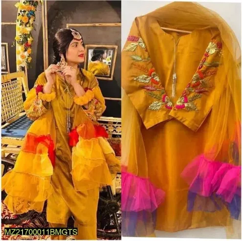 3 pcs woman’s stitched katan silk suit
