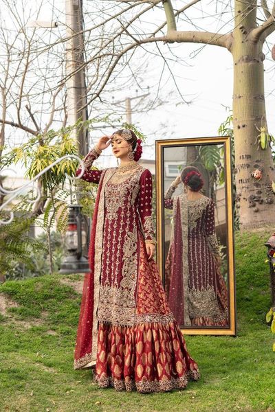 Bridal dress long shirt with farshi lehnga