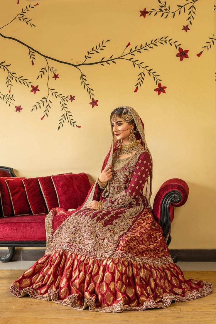 Bridal dress long shirt with farshi lehnga
