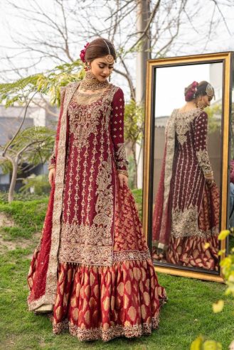 Bridal dress long shirt with farshi lehnga