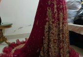 bridal dress tail lehnga with contrast dopata