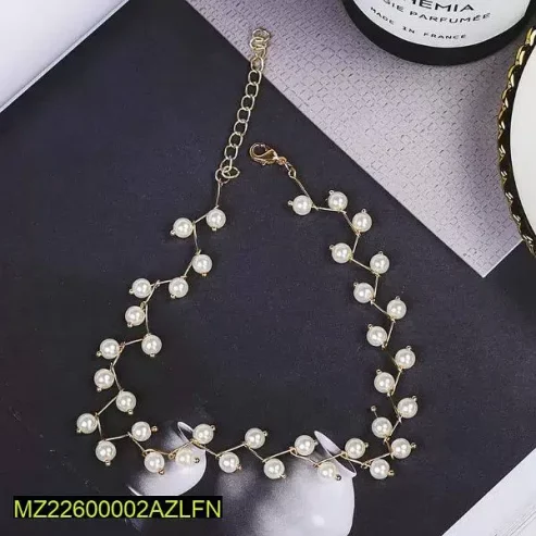 1 pc Alloy Gold plated pearl stone choker