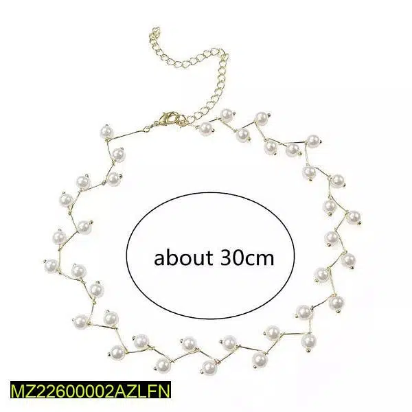1 pc Alloy Gold plated pearl stone choker