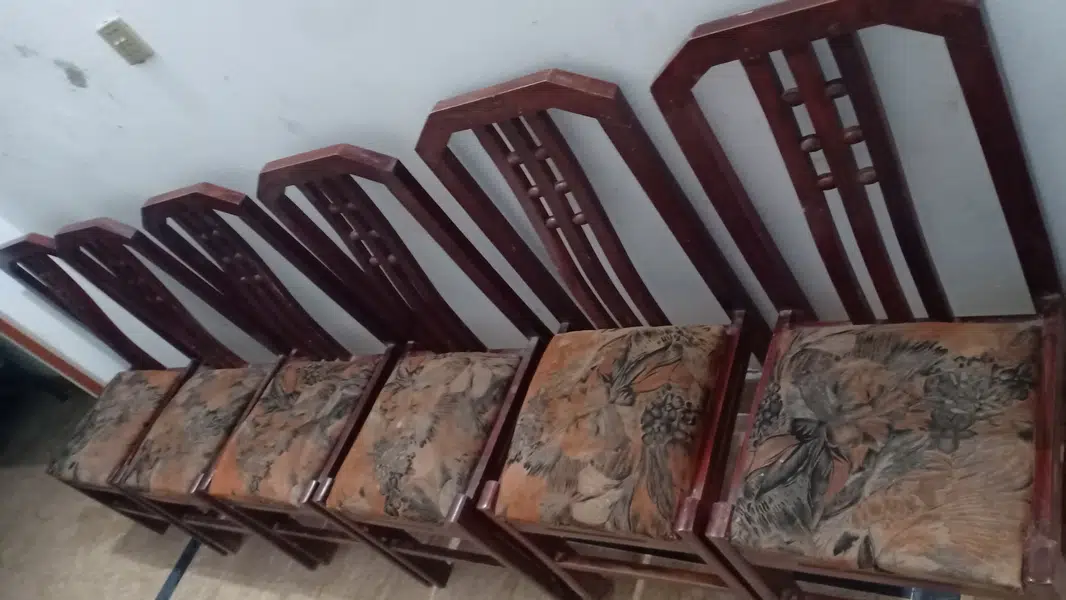 Wooden Dining Table with 6 Chairs