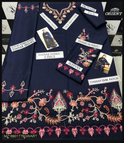 3 pec woman unstiched dhanak embroidery suit