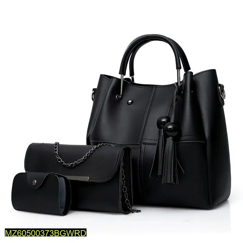 3 Pcs Women’s Leather plain Handbag set