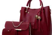 3 Pcs Women’s Leather plain Handbag set