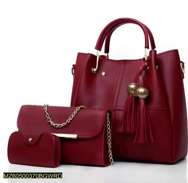 3 Pcs Women’s Leather plain Handbag set