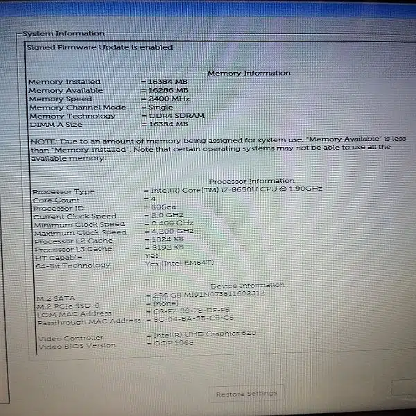 DELL LATITUDE 7290 I7 8TH 16GB SSD 256GB