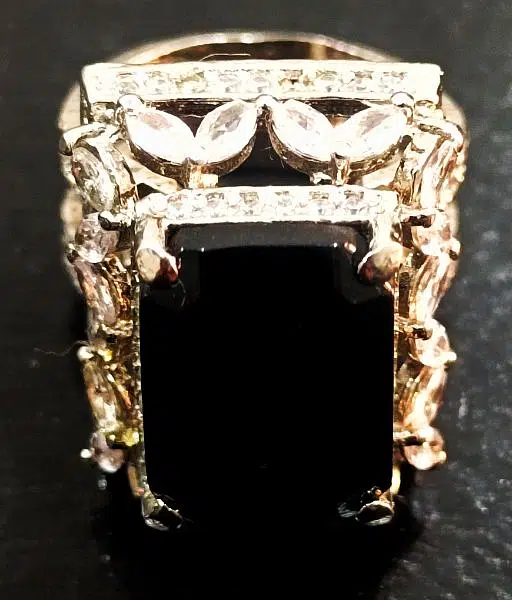 Sterling Silver Plated Copper Charm Female Black Square Stone