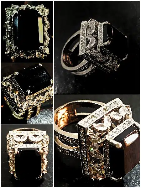 Sterling Silver Plated Copper Charm Female Black Square Stone