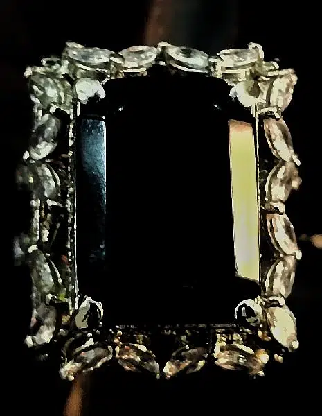 Sterling Silver Plated Copper Charm Female Black Square Stone