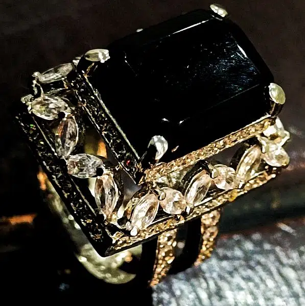 Sterling Silver Plated Copper Charm Female Black Square Stone