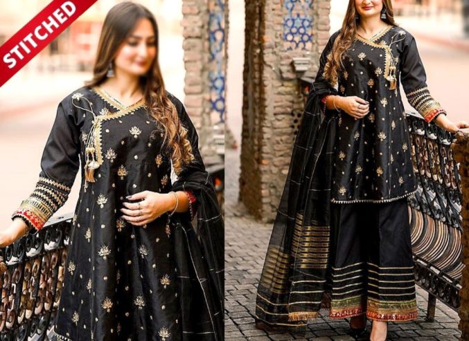 3 piece Andrakha embroidery part wear dress